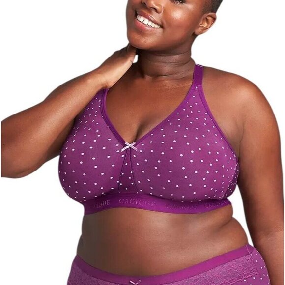 Cacique 46C Cotton Unlined Full Coverage No-Wire Bra Lace Trim Lane Bryant NEW - Picture 2 of 15